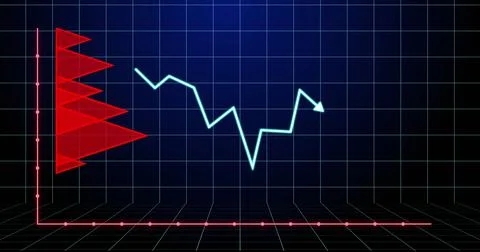Image of financial graph over navy background Ilustração Stock