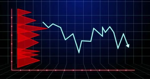 Image of financial graph over navy background Ilustração Stock