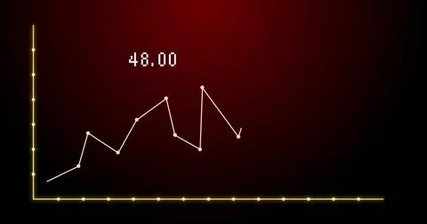 Image of financial graph over red background Ilustração Stock