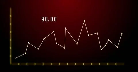 Image of financial graph over red background Ilustração Stock