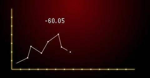 Image of financial graph over red background Ilustração Stock