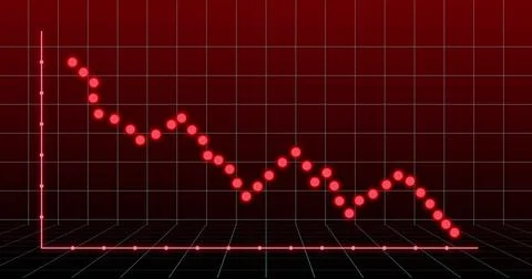 Image of financial graph over red background Ilustração Stock