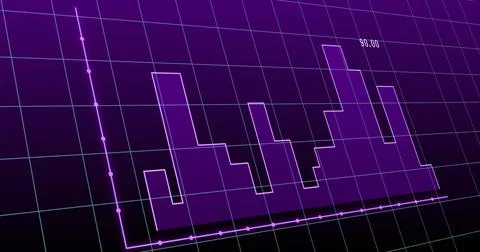 Image of financial graph over violet background Ilustração Stock
