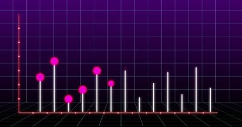 Image of financial graph over violet background Ilustração Stock