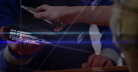 Image of financial graphs and data processing over caucasian man with payme.. 写真素材