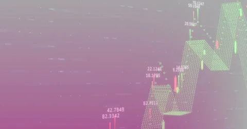 Image of financial processing against purple and grey gradient background イラスト素材