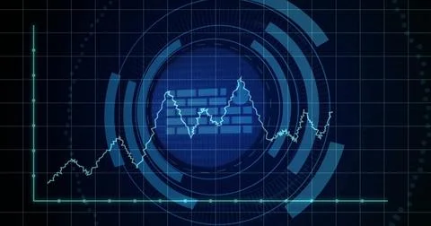 Image of firewall icon and digital data processing over dark background 스톡 사진