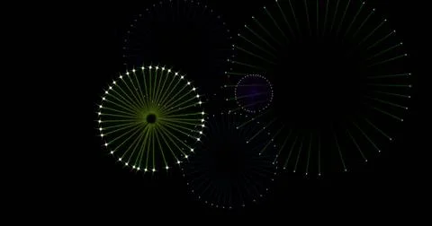 Image of fireworks exploding over black background Illustrazione stock