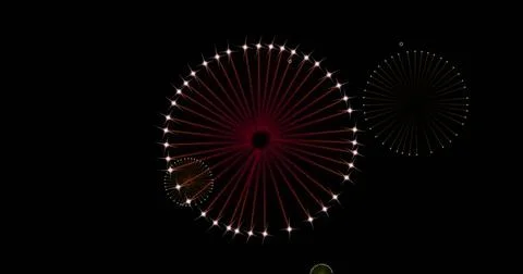 Image of fireworks exploding over black background Illustrazione stock
