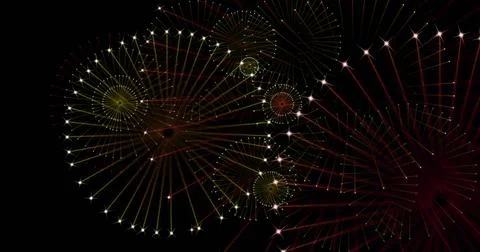 Image of fireworks exploding over black background Illustrazione stock