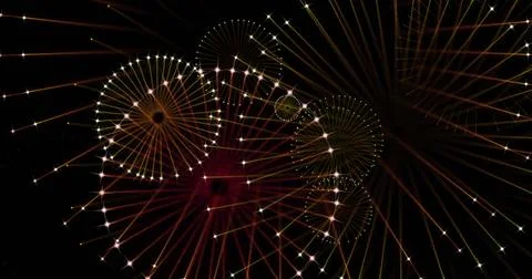 Image of fireworks exploding over black background Stock Illustration