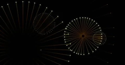 Image of fireworks exploding over black background Illustrazione stock