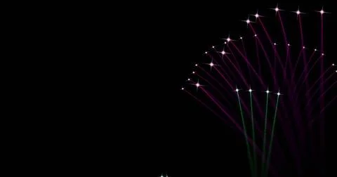 Image of fireworks exploding over black background Stock Illustration