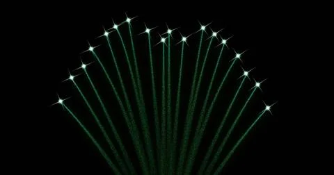 Image of fireworks exploding over black background イラスト素材