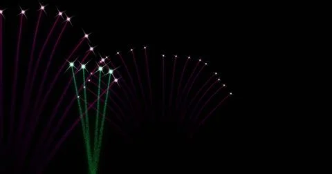 Image of fireworks exploding over black background Stock Illustration