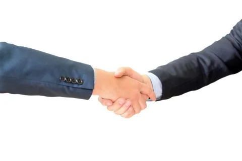 Image of a firm handshake between two colleagues after signing a contract Stock Photos