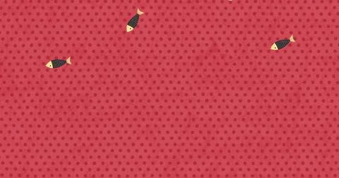 Image of fish falling over red dotted background Stock Photos