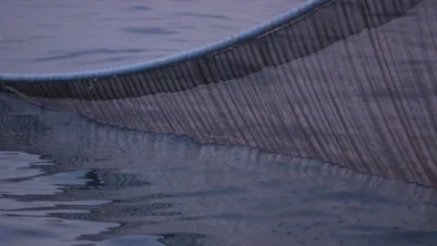 Image of fishing net being pull back to a boat at Adriatic sea, Croatia. Stock Footage 149009829