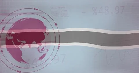 Image of flag of botswana over globe, charts and processing data イラスト素材