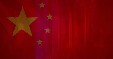 Image of flag of china and digital data processing over computer servers Stock Illustration