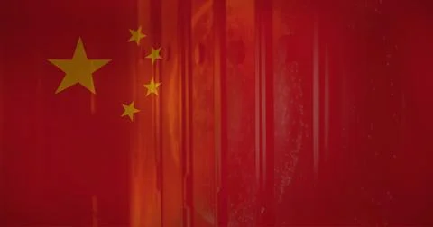 Image of flag of china over computer servers Illustrazione stock