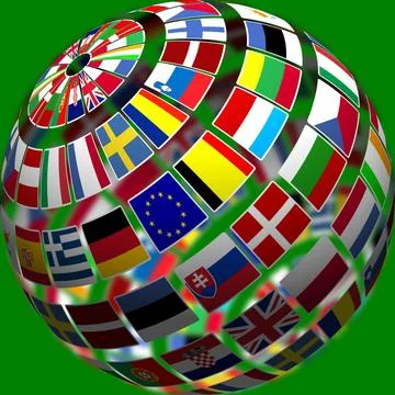 Image of flags of the world forming globe Stock Illustration