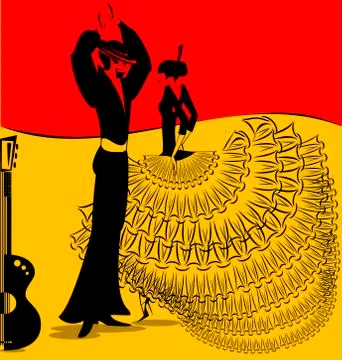 Image of flamenko dance Stock Illustration