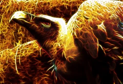 Image of flaming vulture from hell Stock Illustration