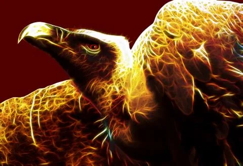 Image of flaming vulture from hell Stock Illustration