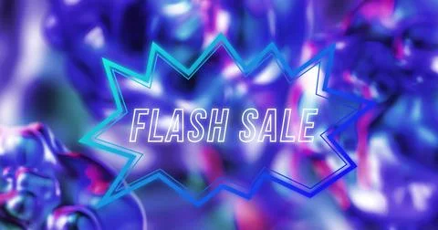 Image of flash sale over shape and blue waving background Stock Illustration