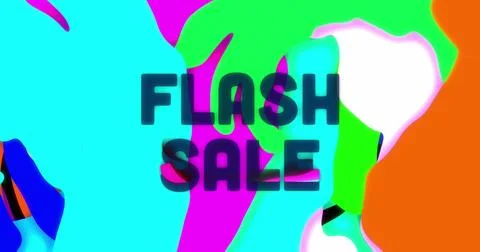 Image of flash sale text over multicolored waves pattern against x symbols in 스톡 일러스트