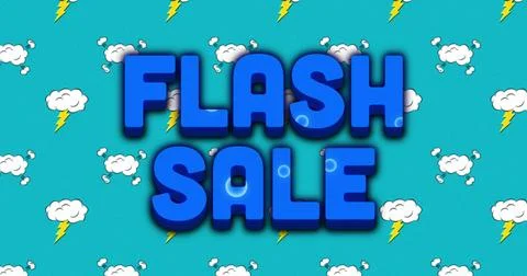 Image of flash sale text over multicolored circular pattern against clouds and 库存插图