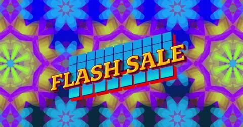 Image of flash sale text over colourful shapes Stock Illustration