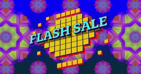 Image of flash sale text over colourful shapes Stock Illustration