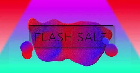 Image of flash sale text over vibrant pattern background Illustrazione stock
