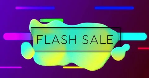 Image of flash sale text over vibrant pattern background Illustrazione stock