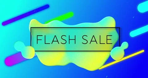 Image of flash sale text over vibrant pattern background Illustrazione stock