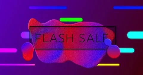 Image of flash sale text over vibrant pattern background Illustrazione stock