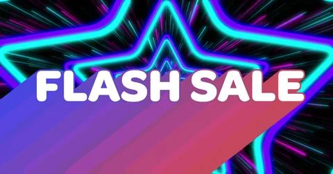 Image of flash sale text over shapes on black background 스톡 일러스트