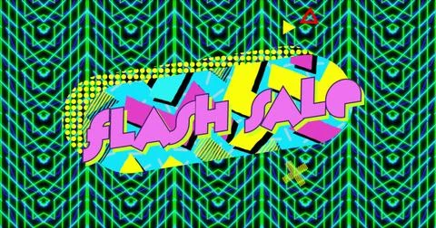 Image of flash sale text over shapes on black background 库存插图