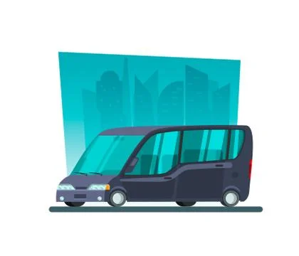Image in a flat style with a city car on a background of skyscrapers Stock Illustration