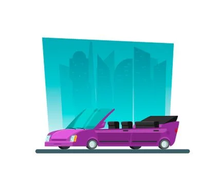 Image in a flat style with a city car on a background of skyscrapers Stock Illustration