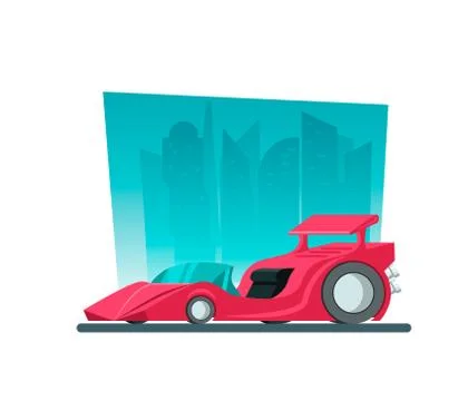 Image in a flat style with a city car on a background of skyscrapers Stock Illustration
