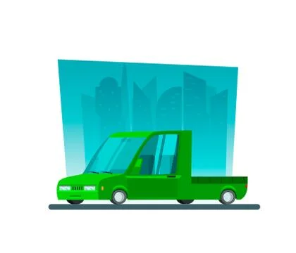 Image in a flat style with a city car on a background of skyscrapers Stock Illustration