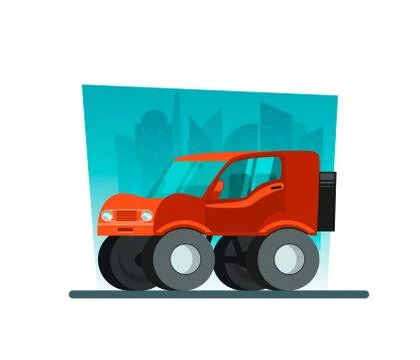 Image in a flat style with a city car on a background of skyscrapers Stock Illustration
