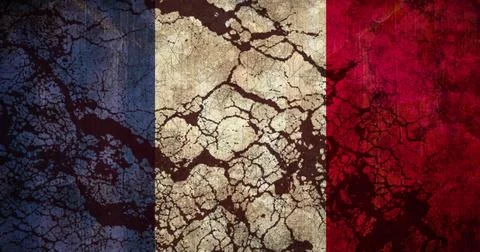 Image of flickering distressed pattern moving in seamless loop over French flag Stock Photos
