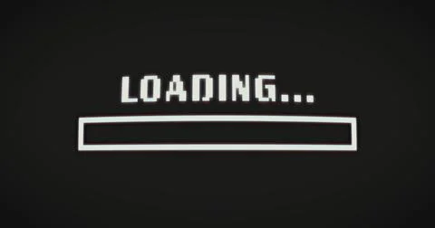 Image of flickering loading and complete text and bar on black background Stock Illustration