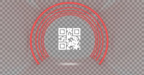 Image of flickering white QR code with red neon circles. Stock Illustration