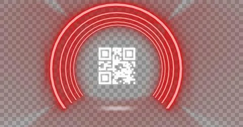 Image of flickering white QR code with red neon circles. Stock Illustration