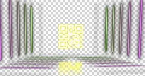 Image of flickering yellow QR code with neon lines. Illustrazione stock